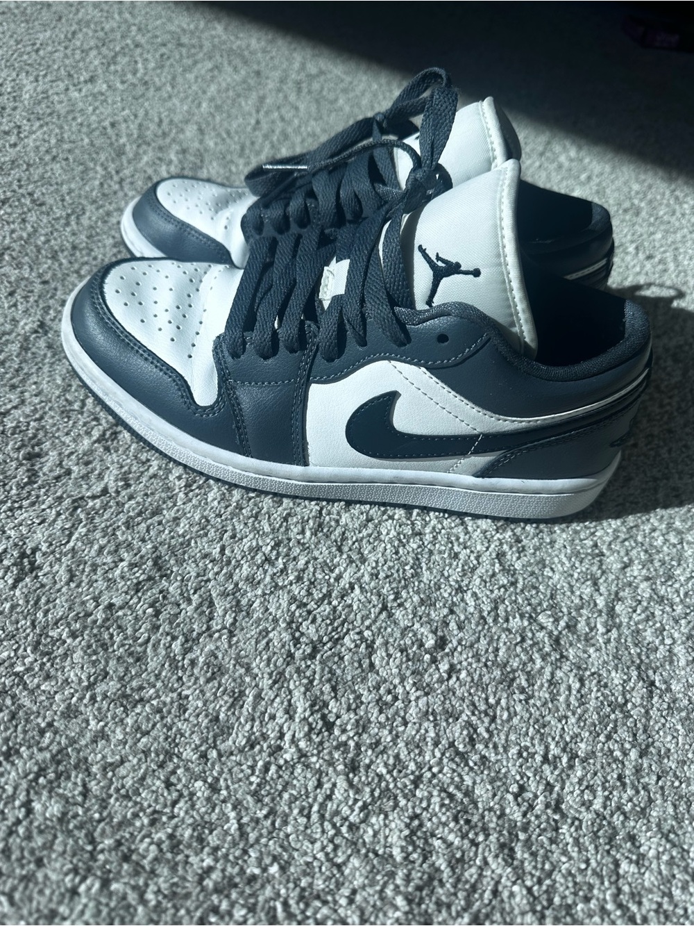 Womens Nike Air Jordan 1 Low — Black, Gray & White Low-Top Sneakers